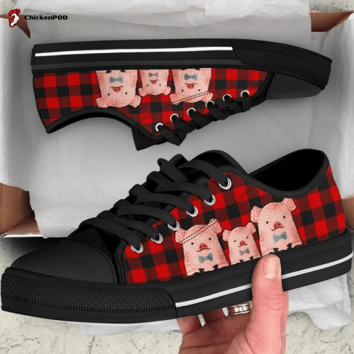 Pig Cute Caro Red Low Top Shoes Gift for Men Women