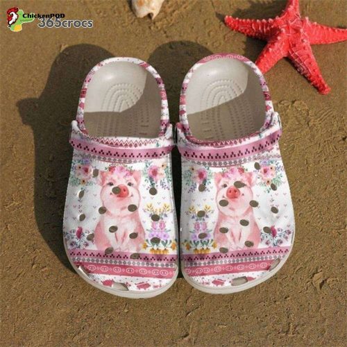 Pig Floral Pattern Clocsy Shoes Farm Pig Lovers Flowers Water Shoes Pig 3D Unisex Clogs Clog Shoes