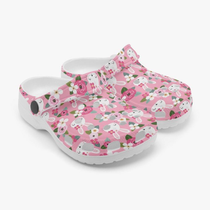 Pink Bunny Unisex Clogs, Cute Kids Clog Shoes, Bunny Slippers Slippers