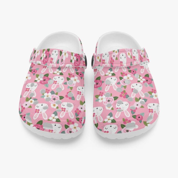 Pink Bunny Unisex Clogs, Cute Kids Clog Shoes, Bunny Slippers Slippers