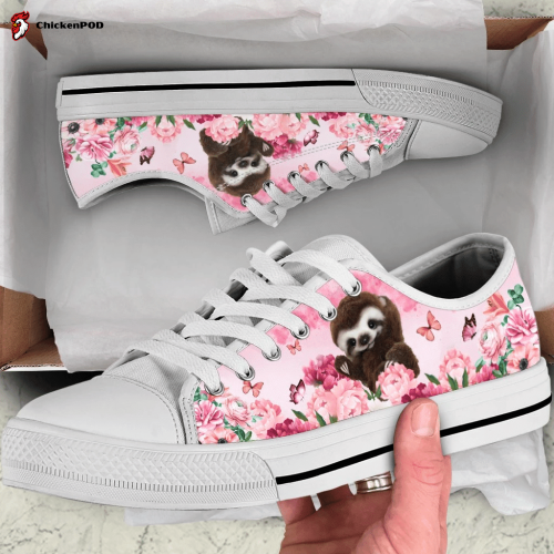 Pink Floral Sloth Low Top Shoes Gift for Men Women Sneaker