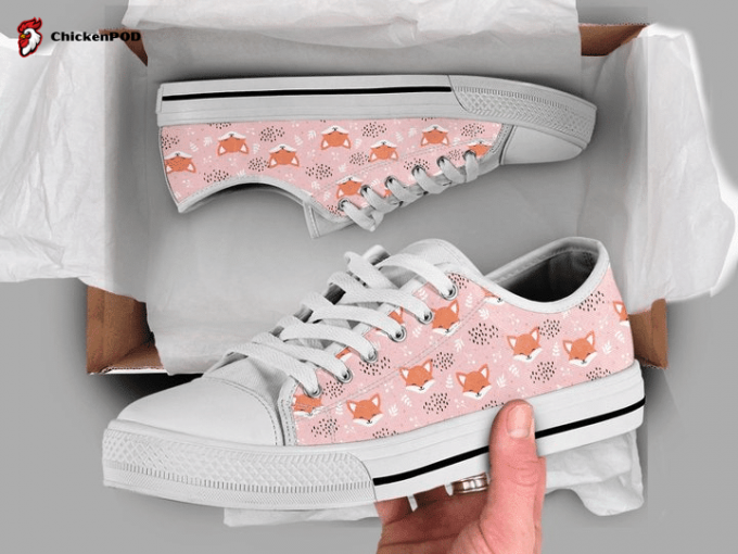 Pink Fox Low Top Shoes Gift For Men Women