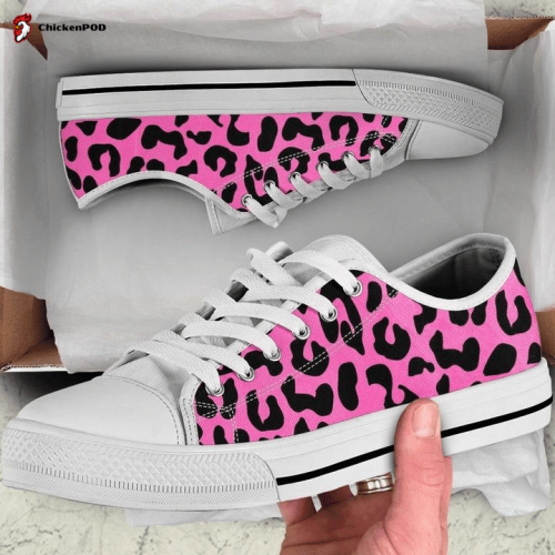 Pink Leopard Print Animal Print Low Top Shoes Gift for Men Women