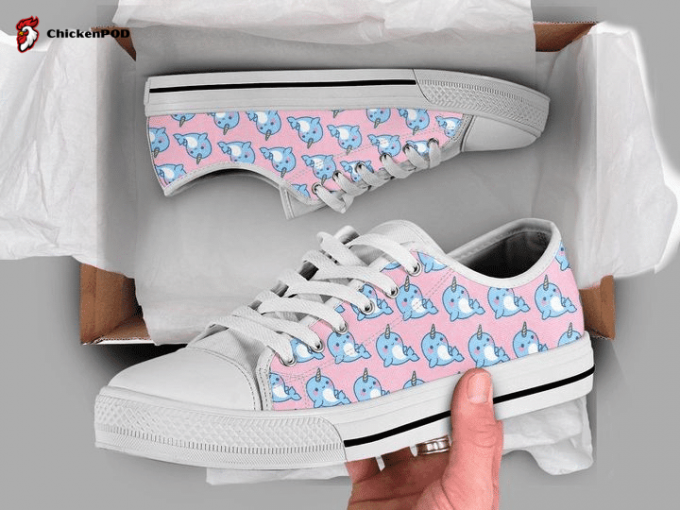 Pink Narwhal Low Top Shoes Gift For Men Women