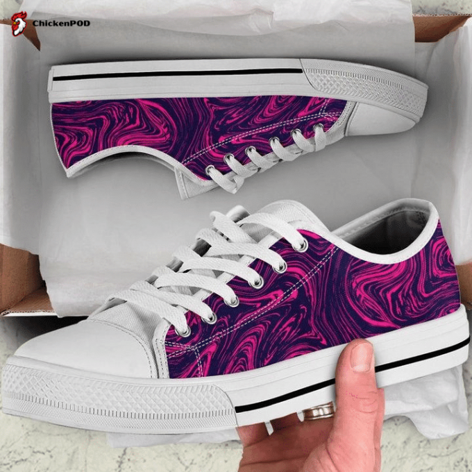 Pink Purple Swirl Abstract Art Low Top Shoes Gift For Men Women