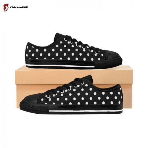 Polka Dot Tennis Shoes Classic Womens Black Low Top Shoes Gift for Men Women