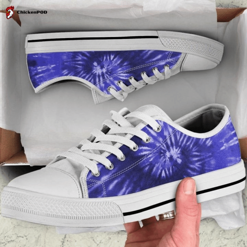 Purple Blue Tie Dye Hippie Abstract Art Low Top Shoes Gift for Men Women