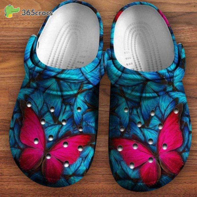 Red Butterfly In Group Blue Butterflybutterfly Be Different Unisex Clogs Clog Shoes