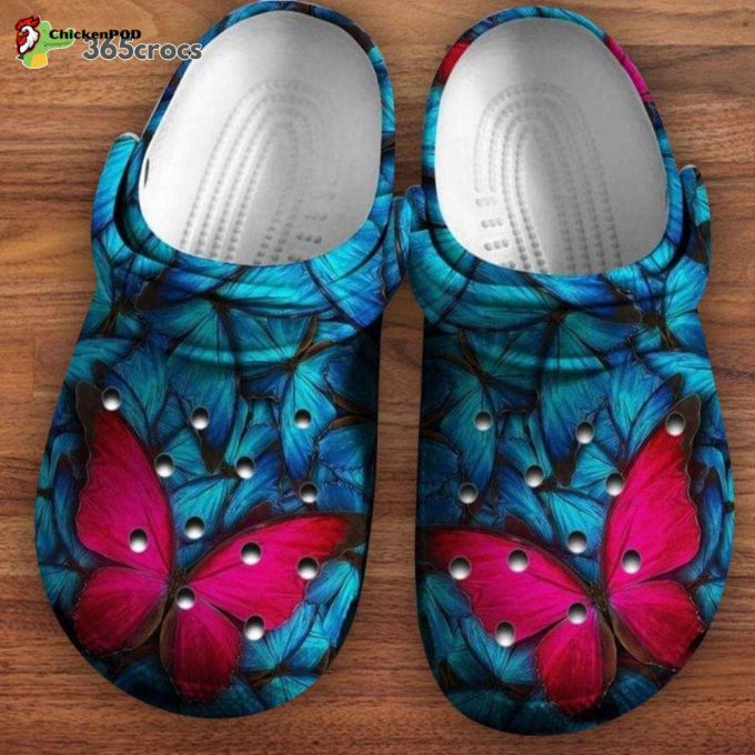 Red Butterfly In Group Blue Butterflybutterfly Be Different Unisex Clogs Clog Shoes