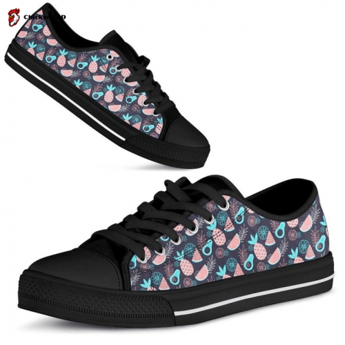 Retro Pineapple Acocado Low Top Shoes Gift for Men Women