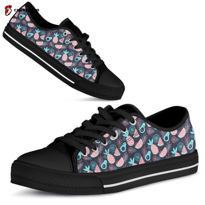 Retro Pineapple Acocado Low Top Shoes Gift For Men Women