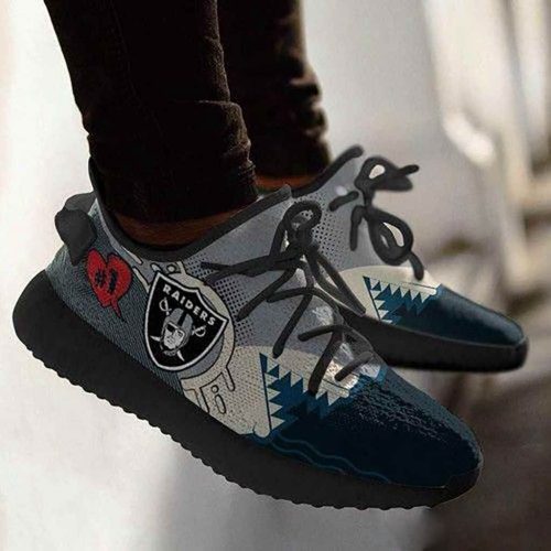 Shark Oakland Raiders NFL Yeezy Sneaker For Men Women Fans