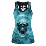 Skull Art Blue Fire – Personalized Tank top and Leggings