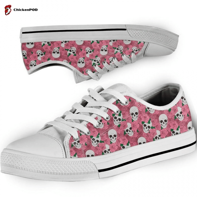 Skull Pattern Low Top Shoes Gift For Men Women