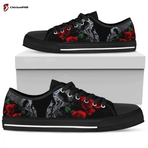 Skull Rose Flower Halloween Gift Low Top Shoes Gift for Men Women