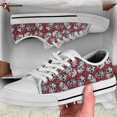 Skulls and Roses Low Top Shoes Gift for Men Women