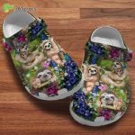 Sloth In Gardens, Adorable Sloth Band Clog, Sloth Family Gift Unisex Clogs Clog Shoes