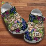 Sloth In Gardens, Adorable Sloth Band Clog, Sloth Family Gift Unisex Clogs Clog Shoes