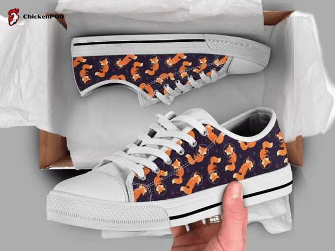 Space Fox Shoes Fox Sneakers Fox Print Pattern Cute Shoes Fox Lover Gifts Custom Low Top Shoes Gift For Men Women