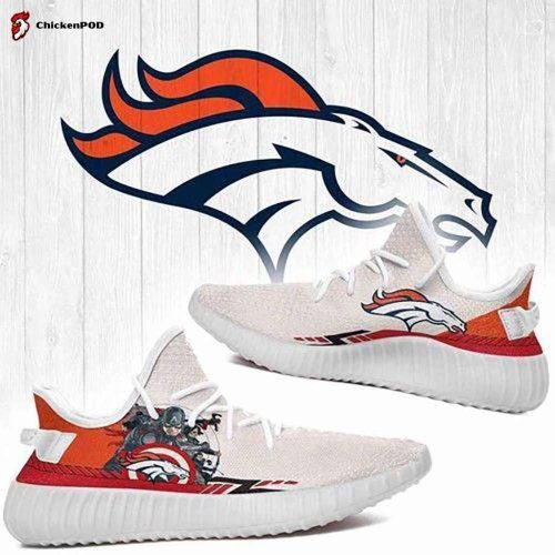 Superheroes Captain America Denver Broncos NFL Yeezy Sneaker For Fans