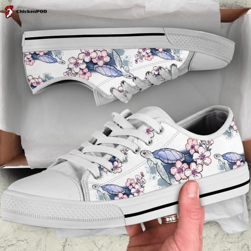 Turtles & Flowers Low Top Shoes Gift for Men Women Sneaker