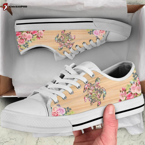 Turtles & Flowers Low Top Shoes Gift for Men Women Sneaker