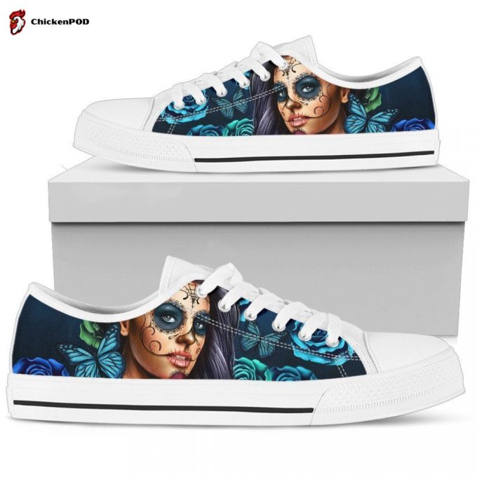 Women’S Low Tops Calavera Turquoise (White Soles)