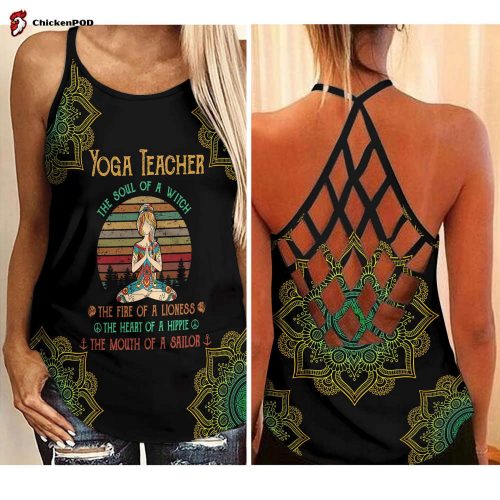 Yoga Teacher Vintage The Soul Of A Witch Criss Cross Tank Top