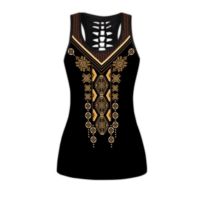 African Traditional Pattern 3D Over Printed Legging &Amp; Tank Top For Women Sport Gifts Ml