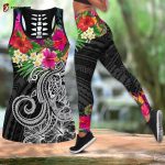 Amazing Hibiscus And Frangipani Legging & Tank top For Women Sport Gifts ML