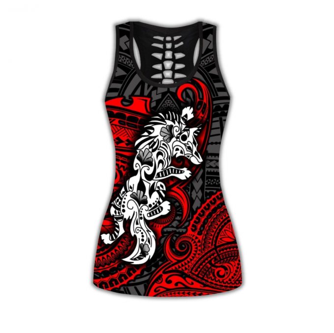 Amazing Polynesian Wolf Tattoo Legging &Amp; Tank Top For Women Sport Gifts-Ml