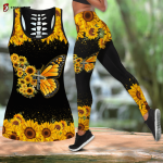 Beautiful Butterfly Faith Combo Legging + Tank Top Mockup leggings+Hollow out Tank Top