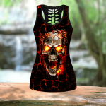 Beebuble Fire Skull Combo Hollow Tank Top And Legging Outfit MH