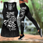 Beebuble June Girl Skull Combo Hollow Tank Top And Legging Outfit TNA.S