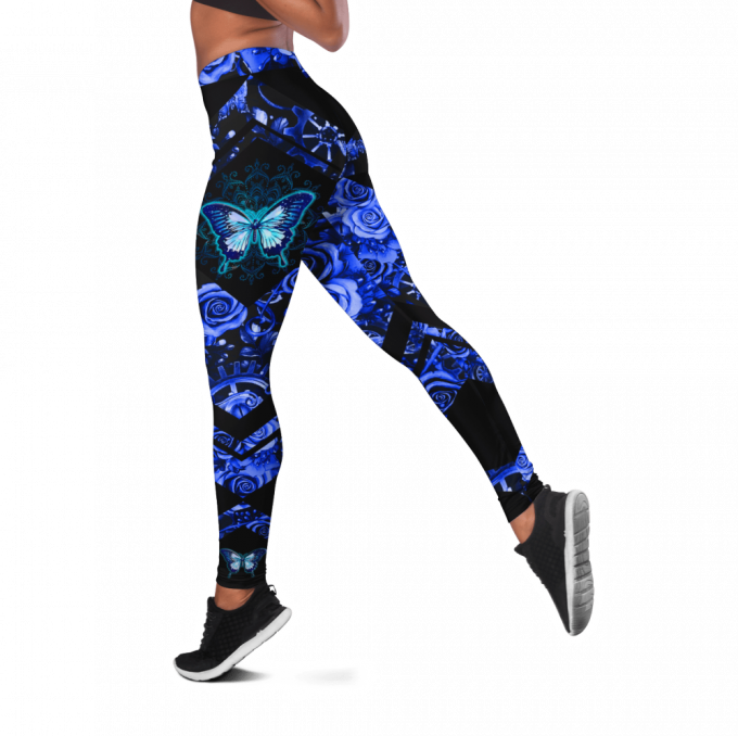 Blue Butterfly Combo Legging + Tanktop