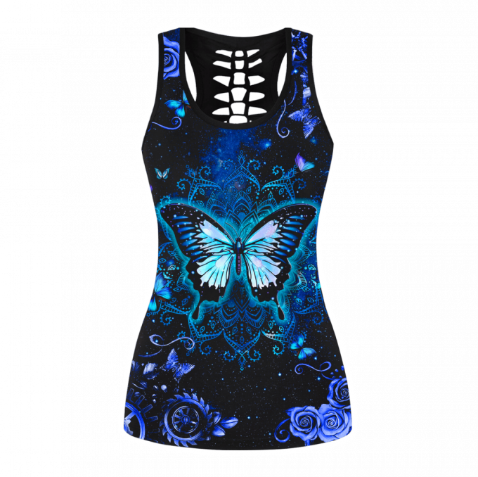 Blue Butterfly Combo Legging + Tanktop