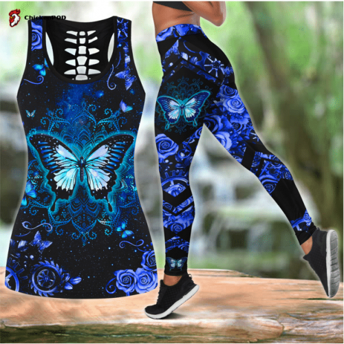 Blue Butterfly Combo Legging + Tanktop