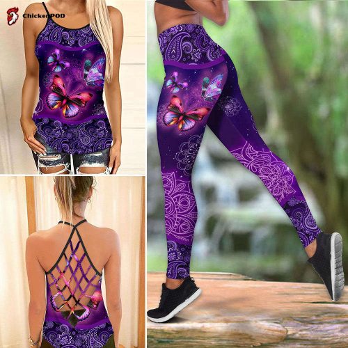 Purple Butterfly Combo Legging + Tanktop