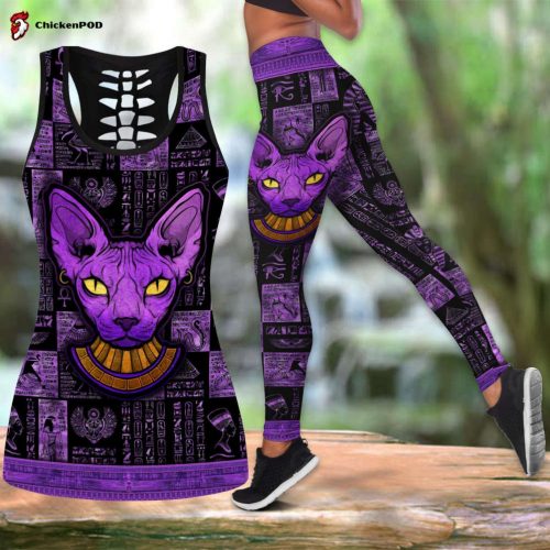 Cat tattoos combo outfit legging + hollow tank For Women Sport Gifts PL