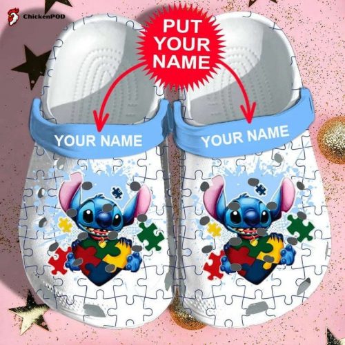 3D Clog Unisex Shoes – Clog Shoes Personalized Autism Awareness Stitch Disney Cartoon Adults