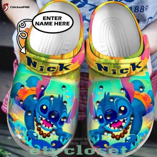 3D Clog Unisex Shoes – Clog Shoes Personalized Stitch & Scrump Plush Disney Cartoon Adults