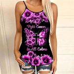 Fight Cancer In All Colors Butterfly All Over Printed Combo Camisole tank + Legging