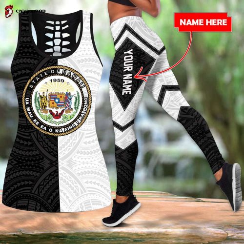 Hawaii black & white custom name legging + hollow tank combo