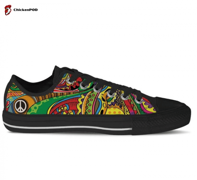 Hippie Colorful Low Top Shoes Gift For Men Women