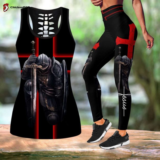 Jesus Christ Knight Of God And Cross 3D Printed Combo Legging And Tanktop For Women