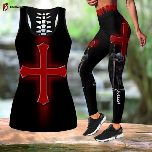 Jesus Christ Red Cross 3D Printed Combo Legging and Tanktop for Women