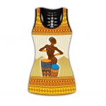 Juneteenth  African Girl Plays Drum Combo Legging + Tank Top