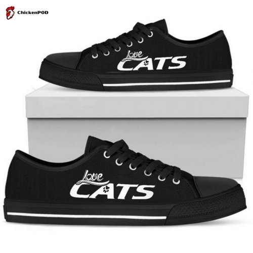 Love Cats Black Low Top Shoes Gift for Men Women