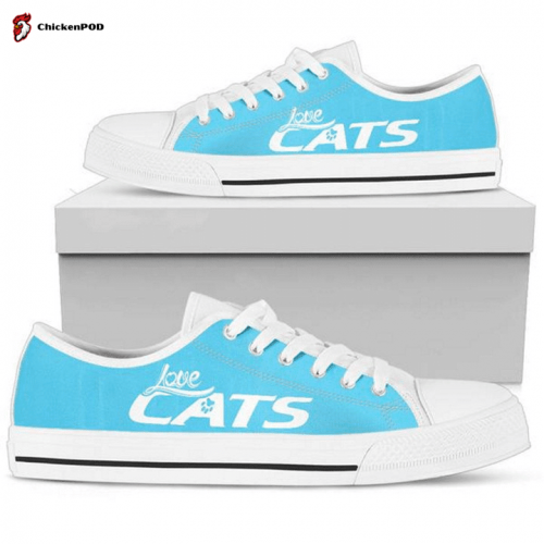 Love Cats Blue Low Top Shoes Gift for Men Women