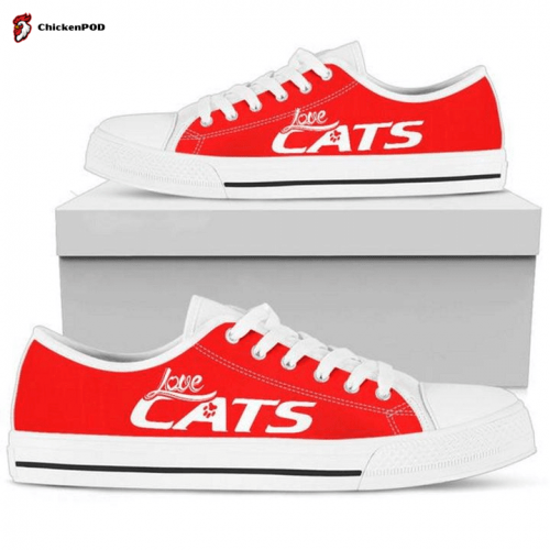 Love Cats Red Low Top Shoes Gift for Men Women